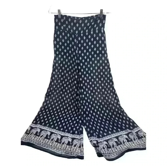 Live for Truth Women's Blue & White Elephant Print Palazzo Pants Size S boho - Picture 2 of 13